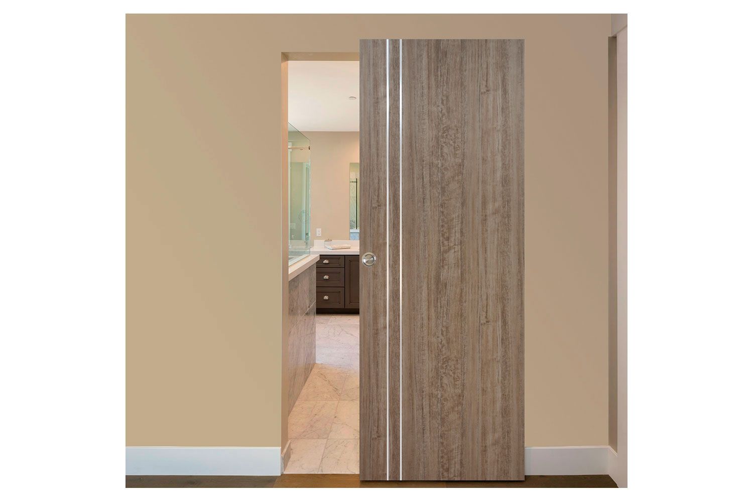 Nova HG-002V Dark Aloe Wood Laminated Modern Interior Door