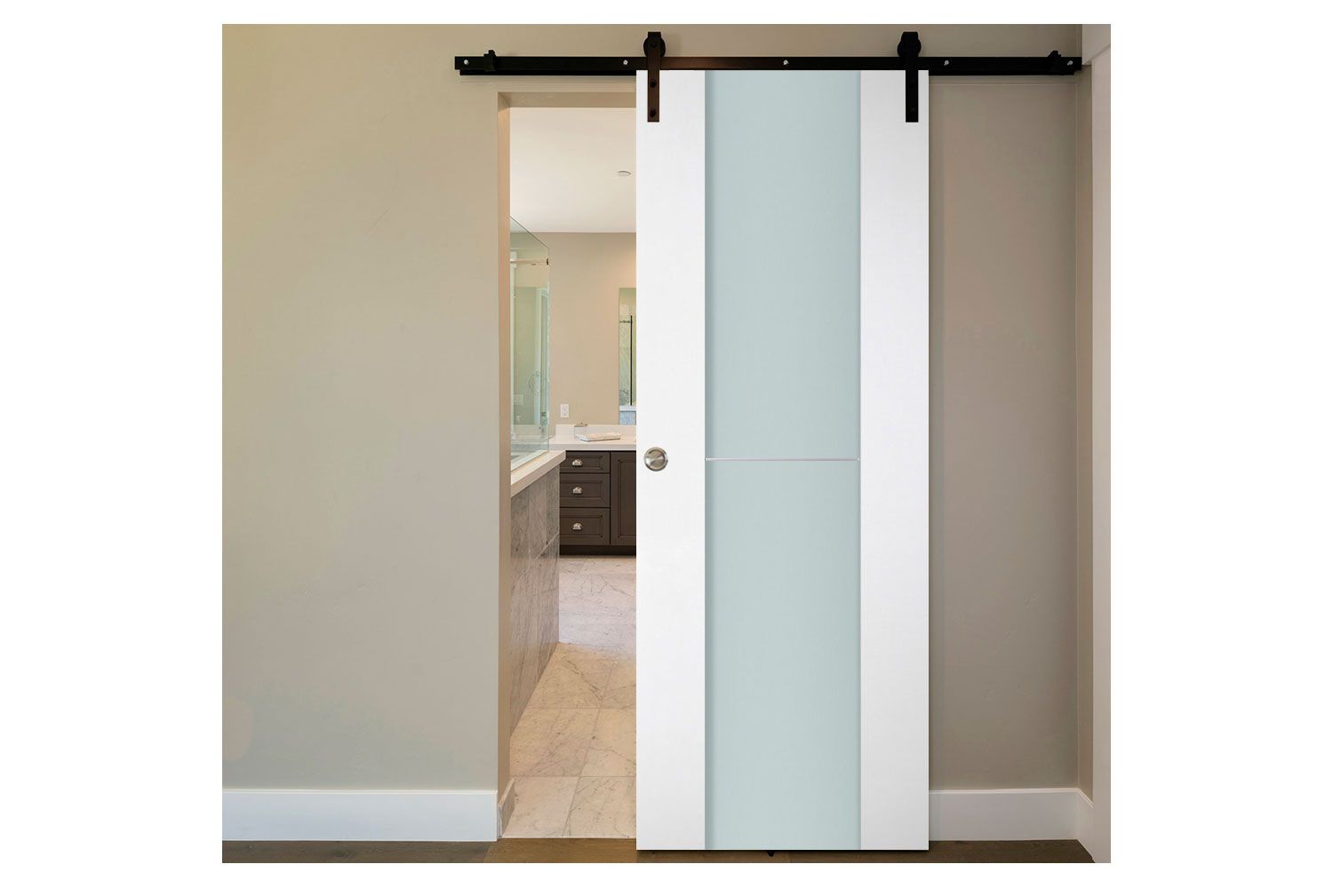 Nova Italia Vetro 1H Alaskan White Laminate Interior Door