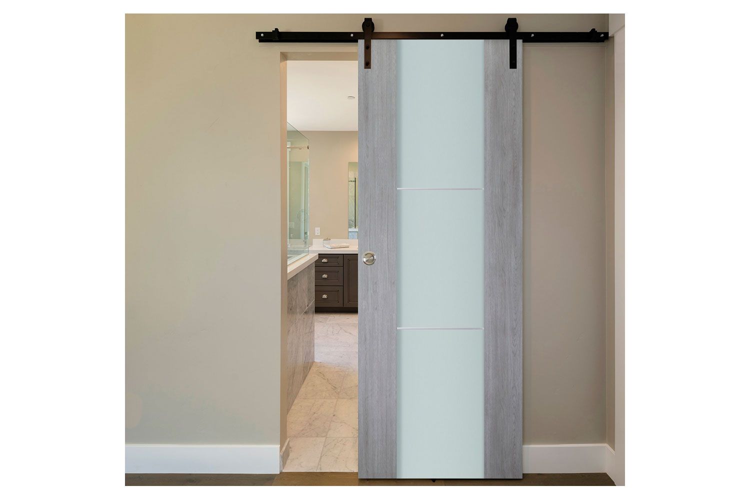 Nova Italia Vetro 2H Light Grey Laminate Interior Door