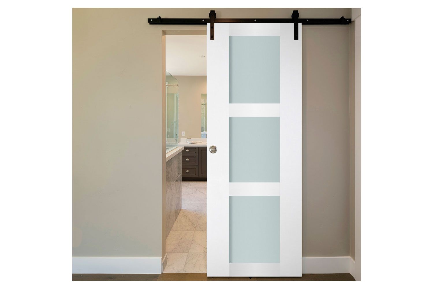 Nova Italia Vetro 3 Lite Alaskan White Laminate Interior Door