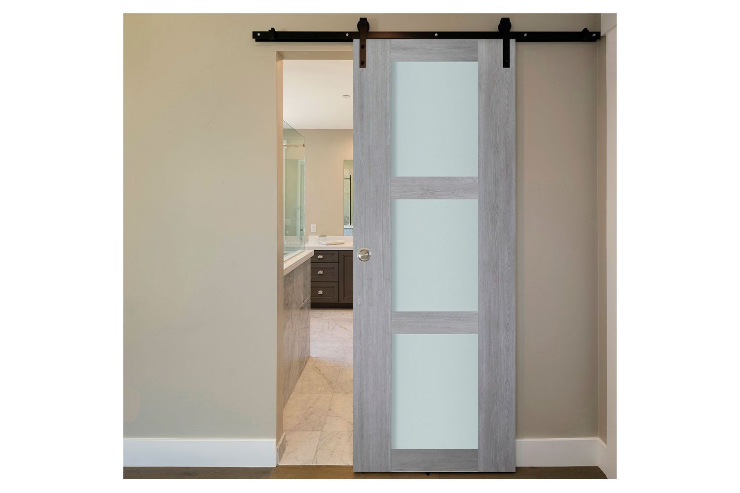 Nova Italia Vetro 3 Lite Light Grey Laminate Interior Door