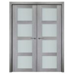 Nova Italia Vetro 4 Lite Light Grey Laminate Interior Door