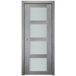 Nova Italia Vetro 4 Lite Light Grey Laminate Interior Door