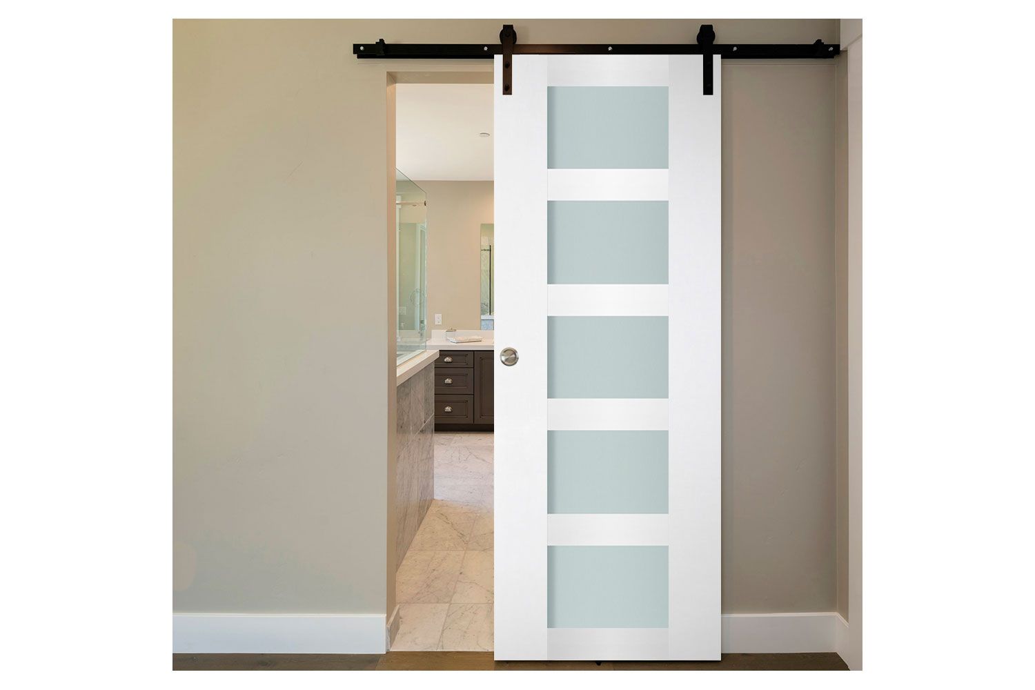 Nova Italia Vetro 5 Lite Alaskan White Laminate Interior Door