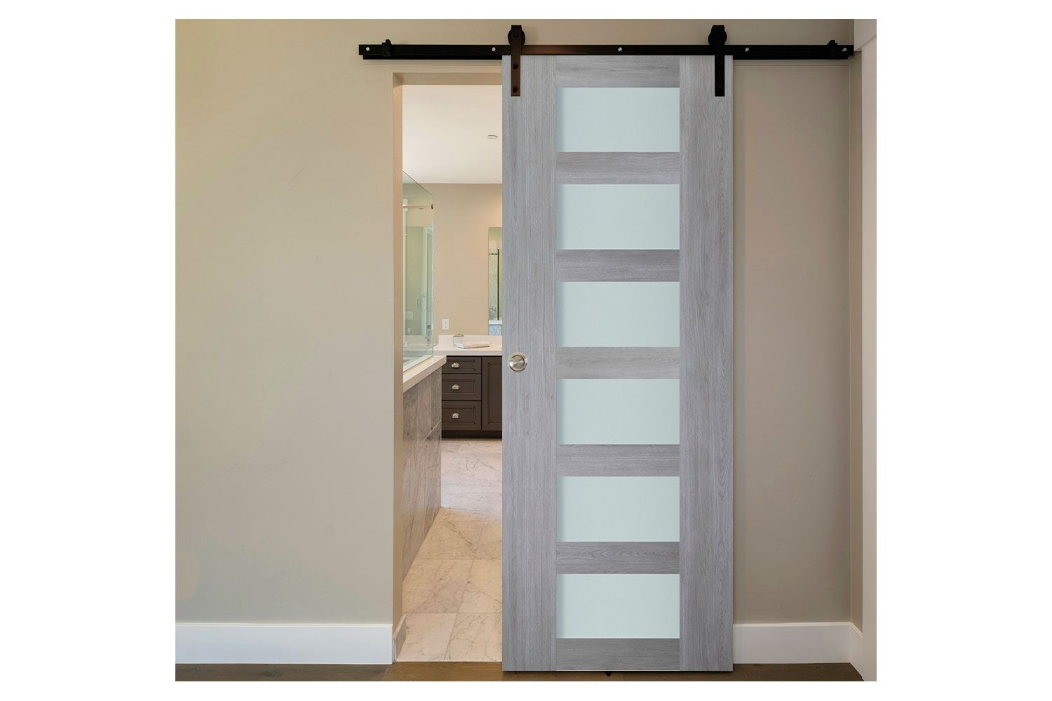 Nova Italia Vetro 6 Lite Light Grey Laminate Interior Door