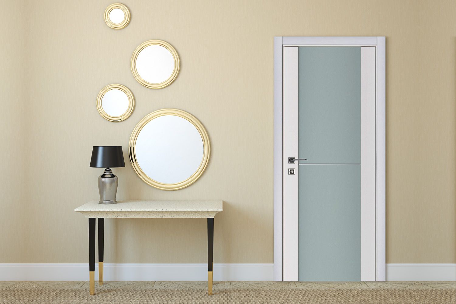 Nova Triplex 002 Soft White Laminated Modern Interior Door