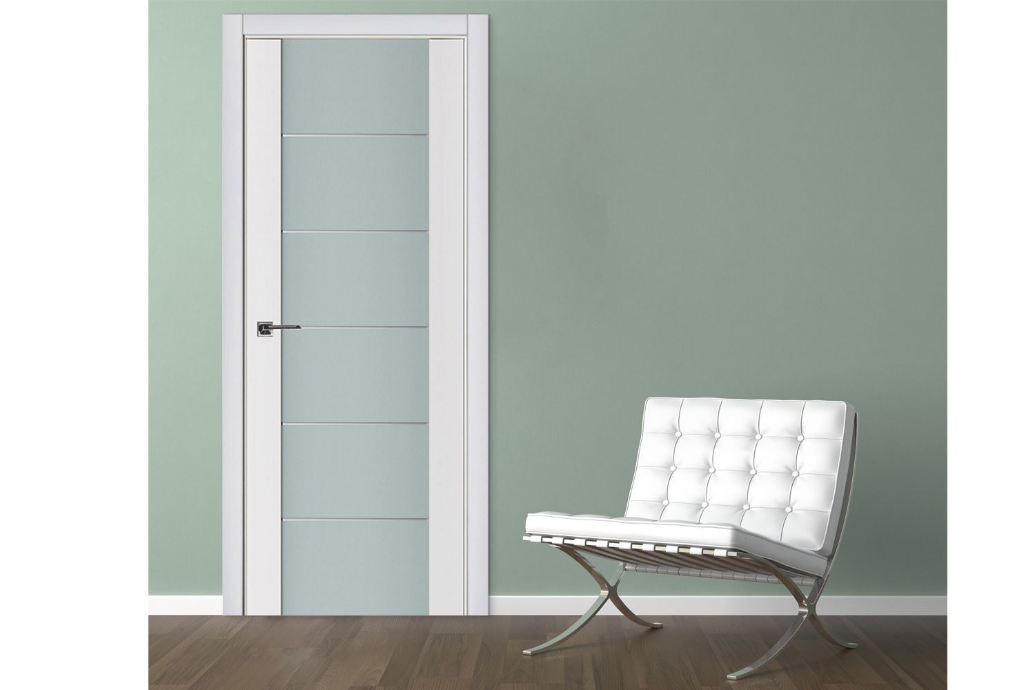 Nova Triplex 008 Soft White Laminated Modern Interior Door